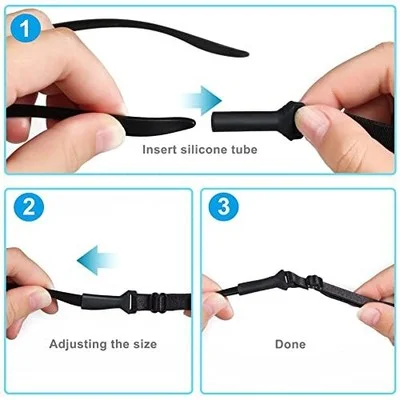3 Pcs Adjustable Eyeglasses Strap for Kids, Women, Men. No Tail Eyewear Retainer 4