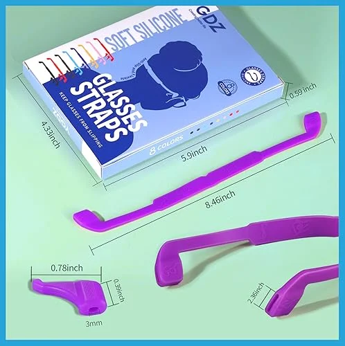 8 Pack Kids Glasses Straps, Silicone Eyewear Retainers with Ear Hooks, 8 Colors 2