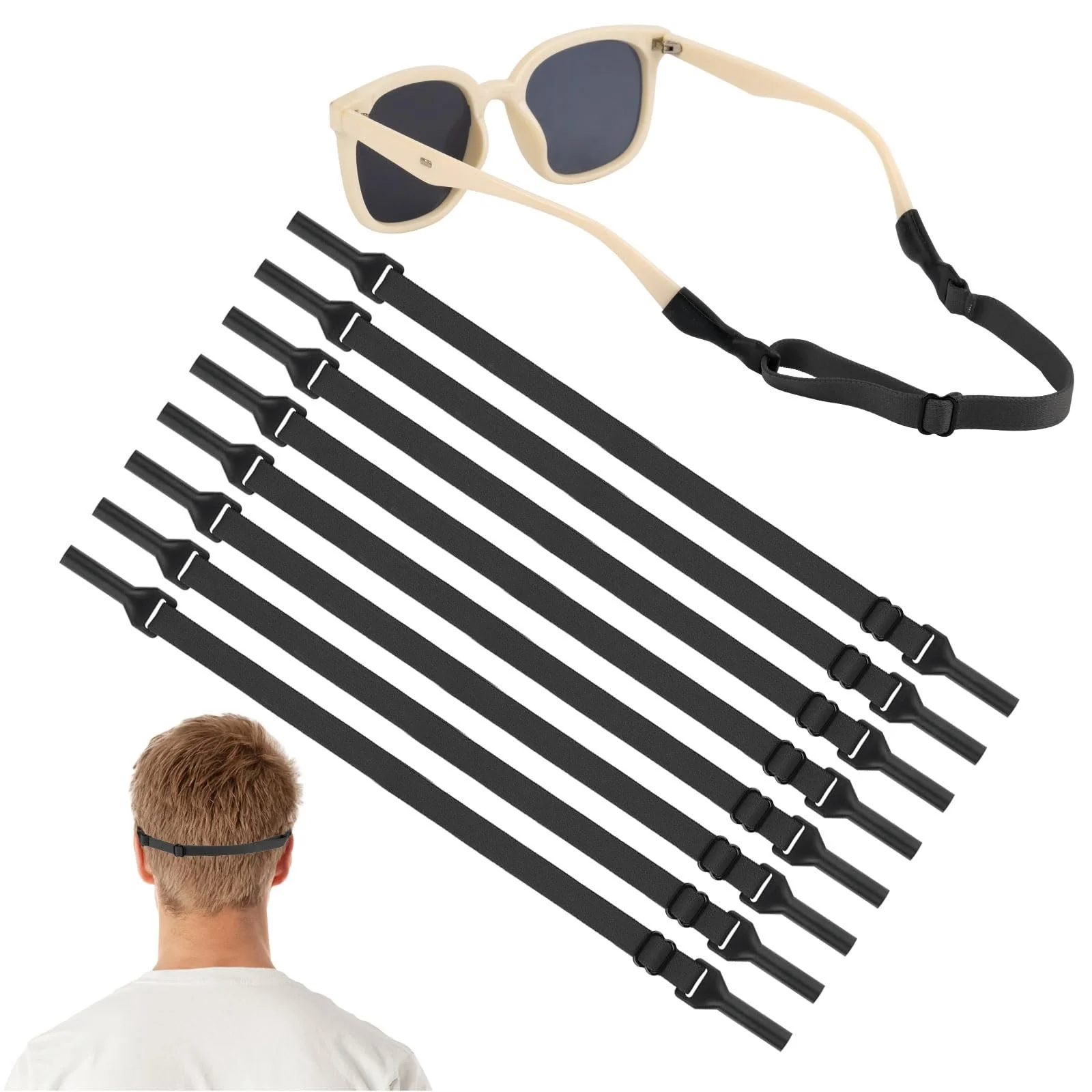 8 Pcs Glasses Straps, Sport Sunglasses Strap, Adjustable Eyeglass Holder Straps