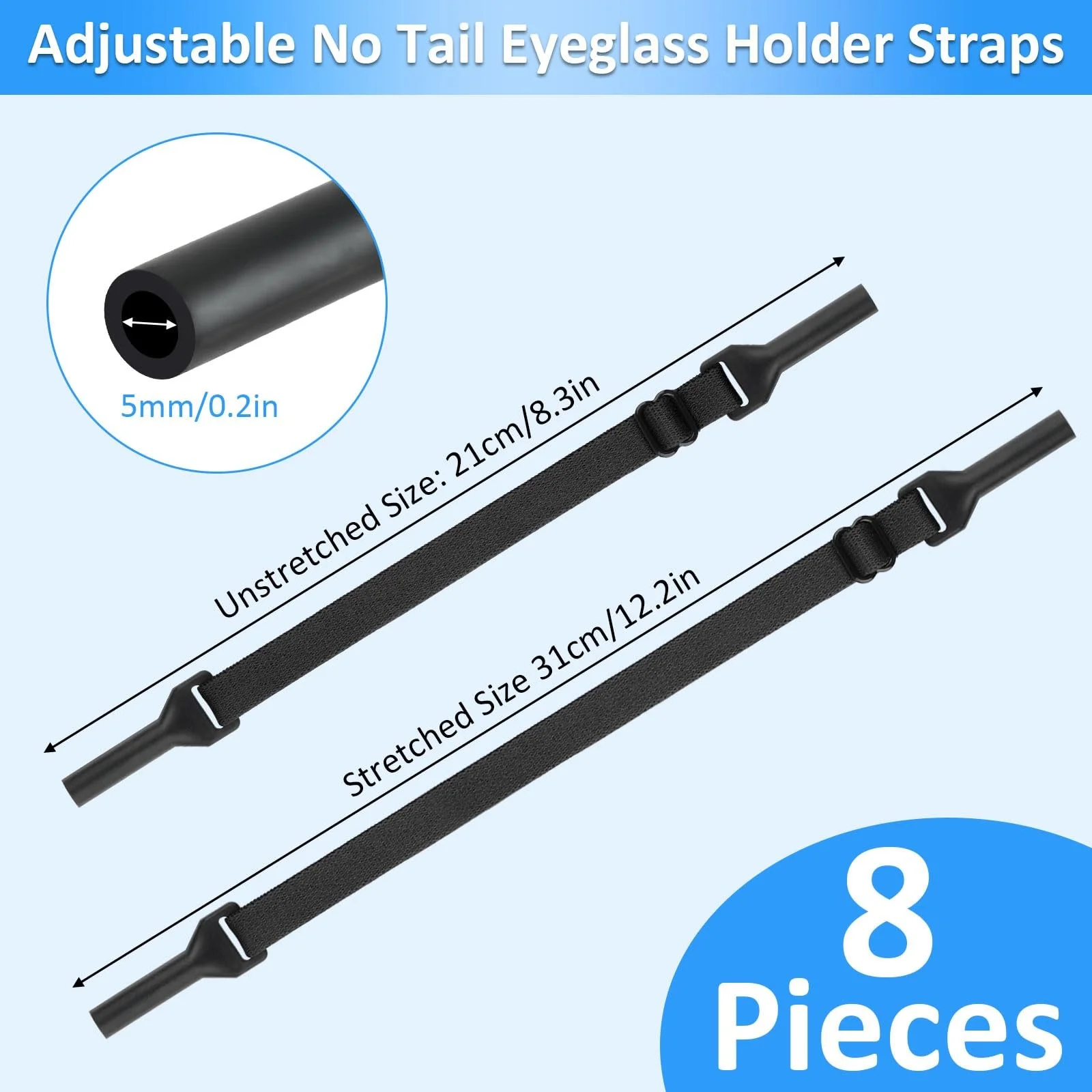 8 Pcs Glasses Straps, Sport Sunglasses Strap, Adjustable Eyeglass Holder Straps 2