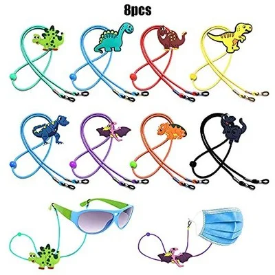 8 PCS Kids Glasses Strap Adjustable Dinosaur Anti-Slip Eyeglass Straps for Boys 3