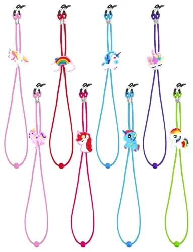 8 PCS Kids Glasses Strap Rainbow Unicorn Anti-Slip Eyeglass Straps Glasses