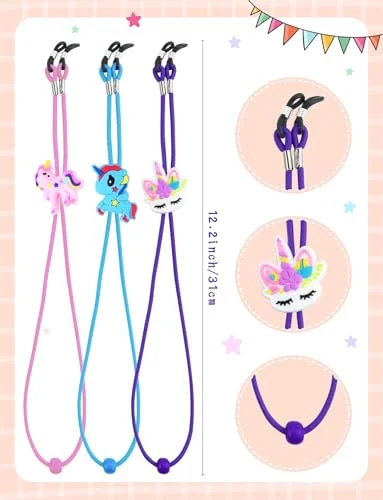 8 PCS Kids Glasses Strap Rainbow Unicorn Anti-Slip Eyeglass Straps Glasses 2