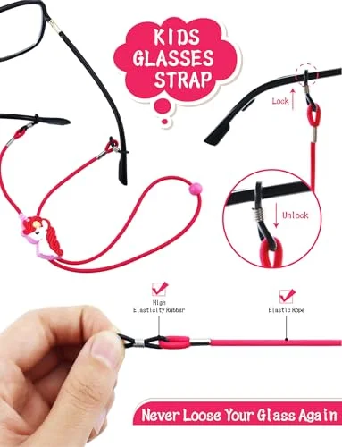 8 PCS Kids Glasses Strap Rainbow Unicorn Anti-Slip Eyeglass Straps Glasses 3
