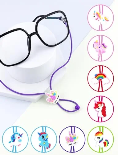 8 PCS Kids Glasses Strap Rainbow Unicorn Anti-Slip Eyeglass Straps Glasses 4