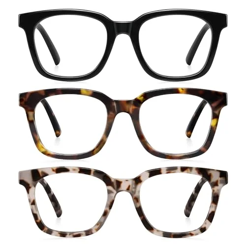 AIMISUV Reading Glasses for Women Men - Blue Light Blocking Magnifying Readers,Oprah Square Anti-Glare Computer Eyeglasses(3Pack,2.0X) 1