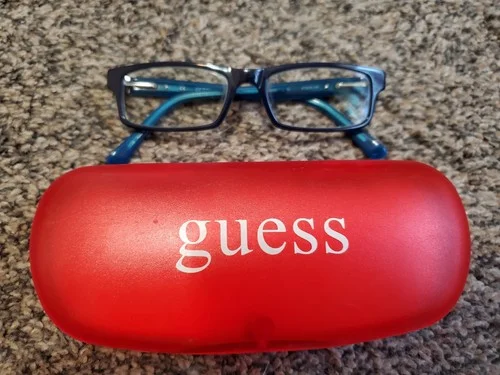 Guess Kids Glasses Frames Optical Eyeglasses With Case Blue Square Lens