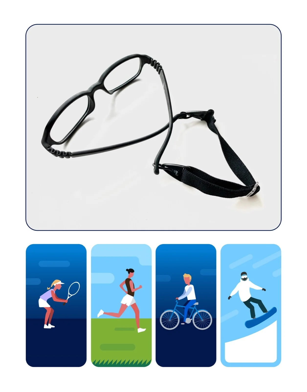 Kids Glasses Strap Eyeglasses Miraflex Holder Elastic String 4 Pack Black 2
