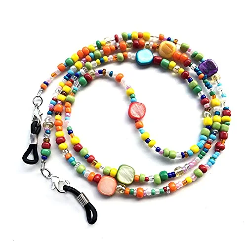 Peace Multi Colored Glass Bead Eyeglass Holder Mask chain kids back to school