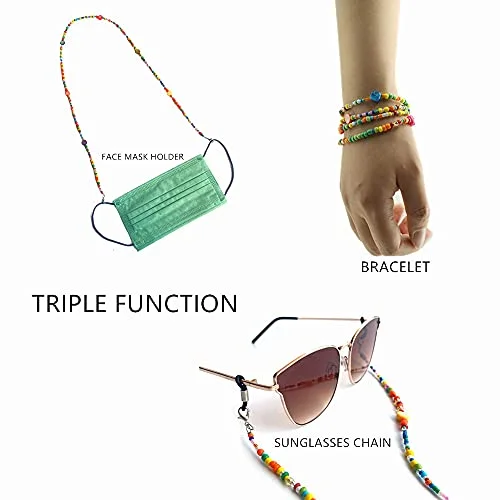 Peace Multi Colored Glass Bead Eyeglass Holder Mask chain kids back to school 2