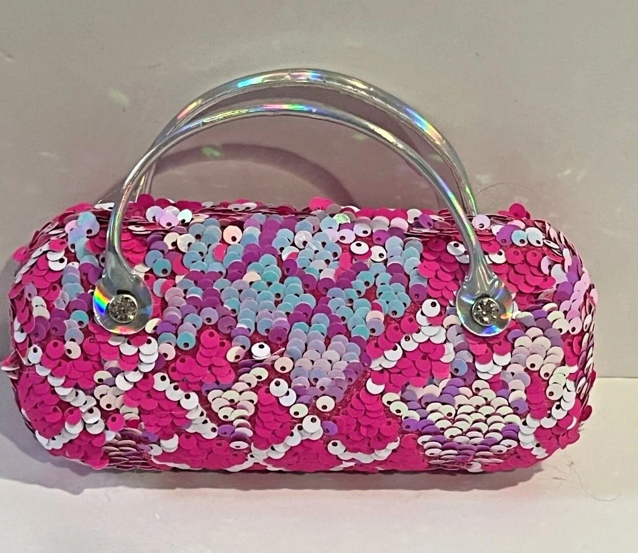 Women Kids Girls Boys pink sequin shiny Eyeglass Case Glasses Pouch Dazzling 2