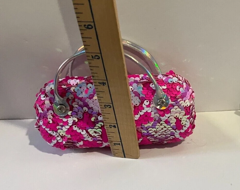 Women Kids Girls Boys pink sequin shiny Eyeglass Case Glasses Pouch Dazzling 4