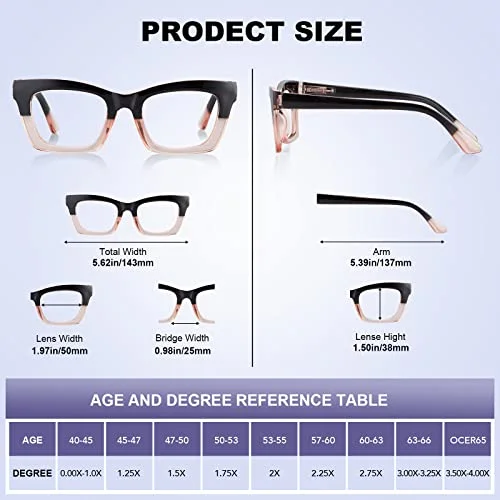 XXZQRYHN Oprah Reading Glasses for Women-5 Pack Blue Light Blocking Square Fashion Readers with Spring Hinge Computer Eyeglasses(Mix1, 1.75x) 3